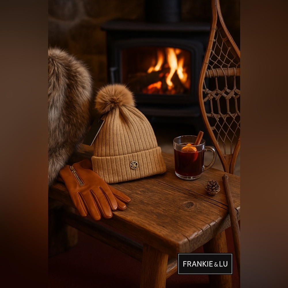 Michael Kors Camel Knit Beanie with Faux Fur Pom – NWT